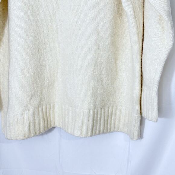 Open Edit Oversized V-Neck sweater XL ivory cream cotton blend - Picture 4 of 6